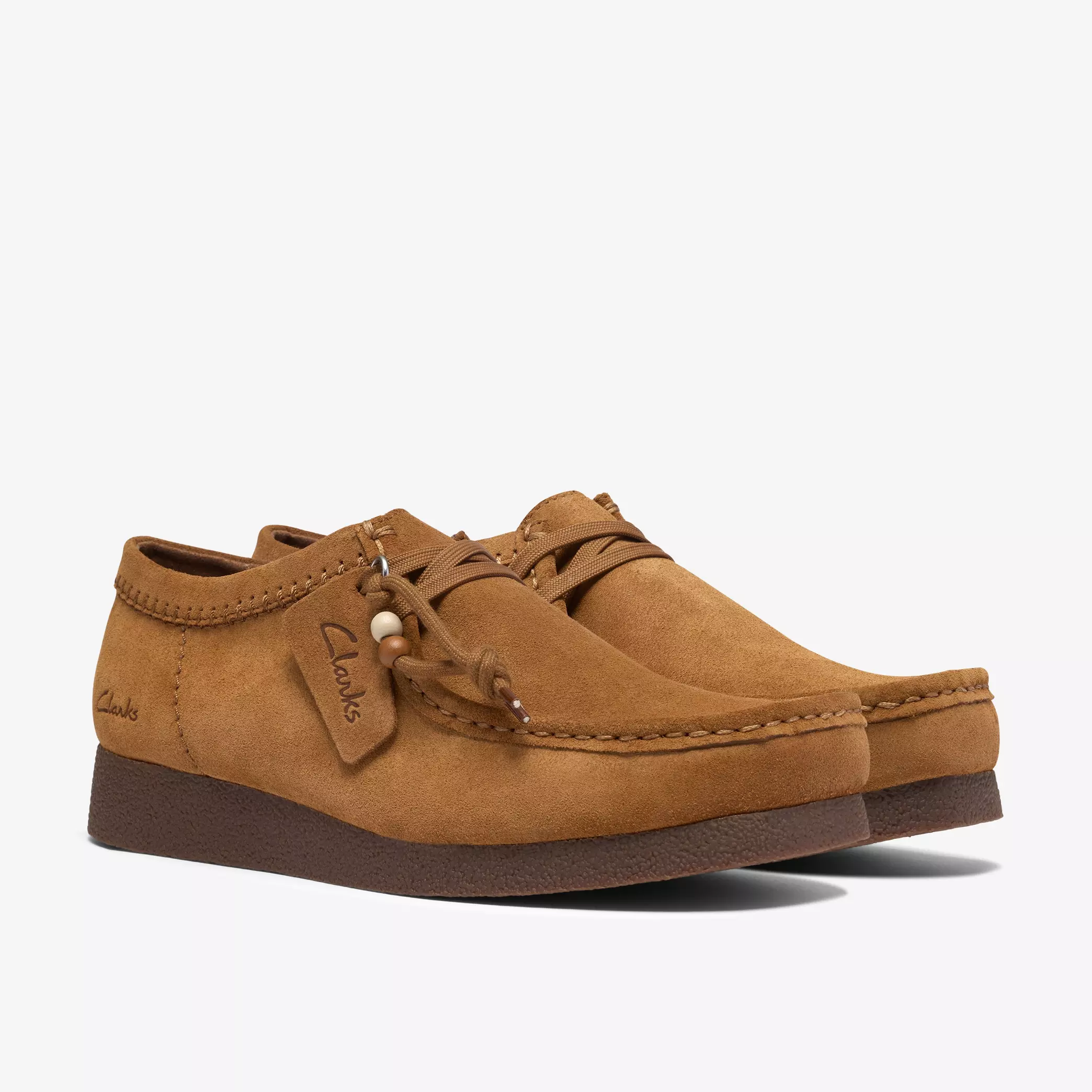 мъжки обувки clarks wallabee evo 26327788 кафяви от велур - снимка 6